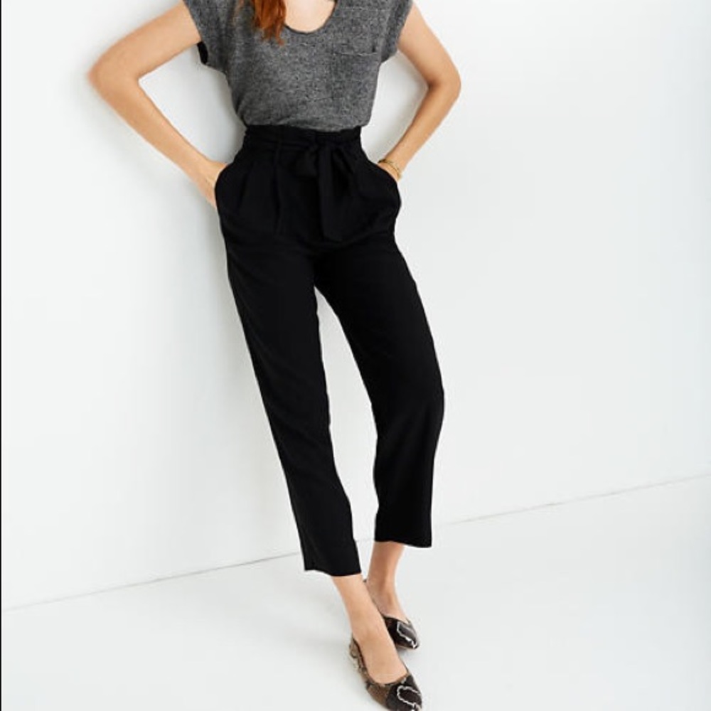 Madewell drapey paperbag pants in black